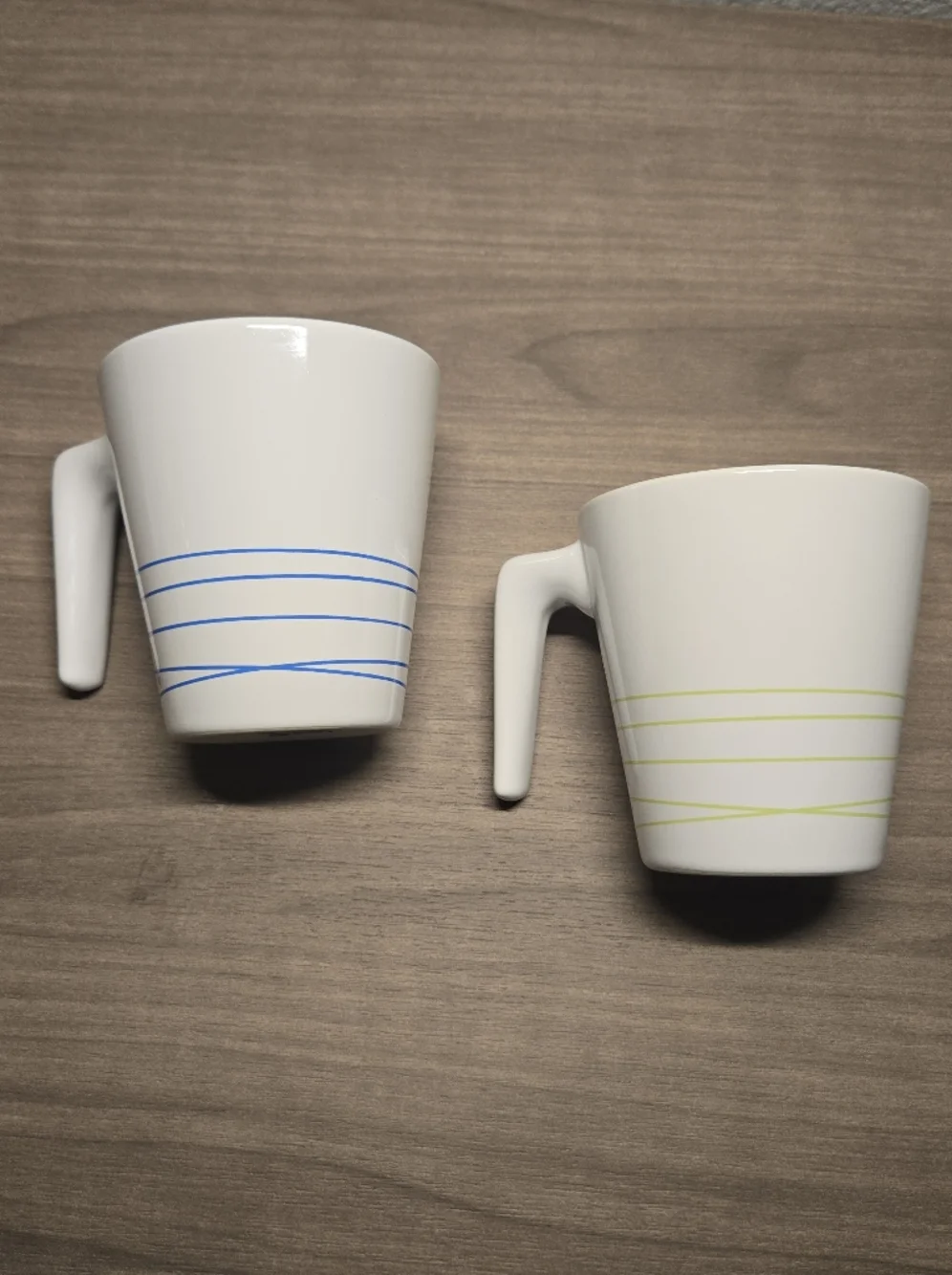 Set of 2 IKEA MUG White W Stripes L Hook Handle Coffee Tea Mugs Cups
